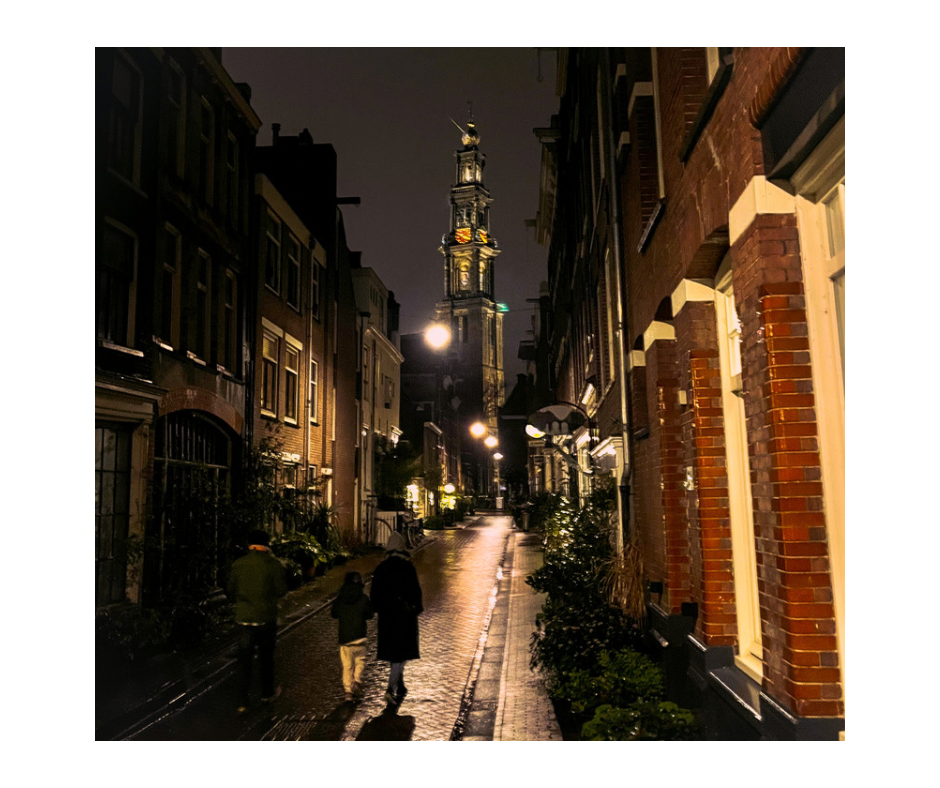 Family walking in Amsterdam's Jordaan neighborhood